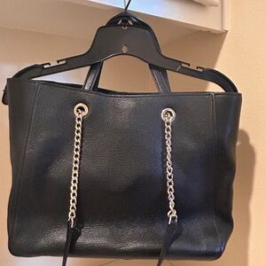Kate Spade Black Leather Tote with Short & Chain Handles